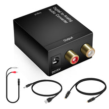 Charger l'image dans la galerie, Digital Optical Coax to Analog RCA Audio Converter Adapter with Fiber Cable