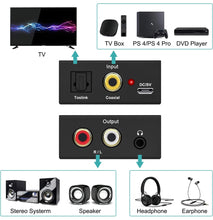 Charger l'image dans la galerie, Digital Optical Coax to Analog RCA Audio Converter Adapter with Fiber Cable
