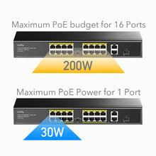 Load image into Gallery viewer, Cudy 16 Port 100M PoE+ Switch + 2 GB Uplink + SFP 200W