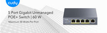 Charger l'image dans la galerie, Cudy 5 Port Gigabit PoE Switch 60W