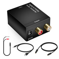 Digital Optical Coax to Analog RCA Audio Converter Adapter with Fiber Cable