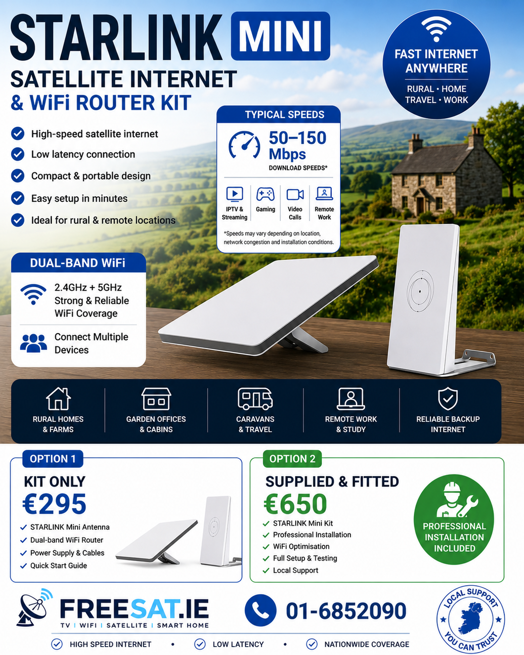 STARLINK Mini Satellite Antenna & WiFi Router Kit - Dual-band Kit ...