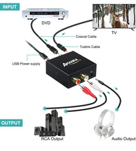 Load image into Gallery viewer, Digital Optical Coax to Analog RCA Audio Converter Adapter with Fiber Cable
