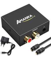 Charger l&#39;image dans la galerie, Digital Optical Coax to Analog RCA Audio Converter Adapter with Fiber Cable
