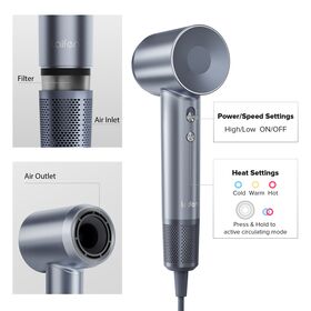 Laifen Swift Special - High Speed Hairdryer with 3 Nozzles (Silver Blue)