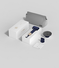 Load image into Gallery viewer, Laifen Swift Premium - High Speed Hairdryer with Attachments &amp; Carry Case (Blue/Gold)
