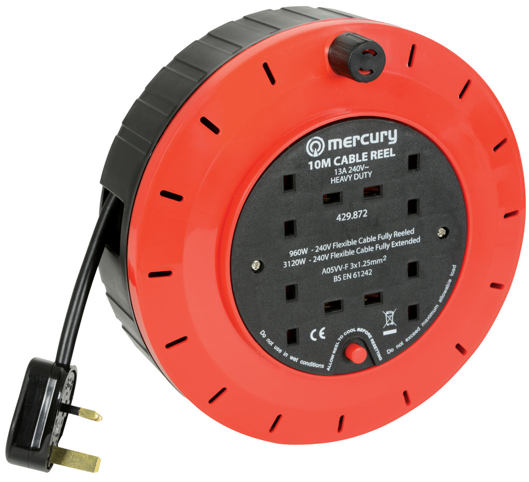 4 Gang Extension Reel w/ Thermal Cut Out 10m