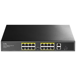 Cudy 16 Port 100M PoE+ Switch + 2 GB Uplink + SFP 200W