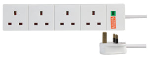 4 Gang Mains Power Extension Lead 2m (Surge Protected)