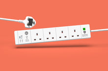 Load image into Gallery viewer, 4 Gang Extension Lead 2m -  (USB-A, USB-C PD20W, Surge Protected &amp; Neon)
