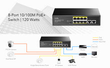 Load image into Gallery viewer, Cudy 8 Port 100M PoE+ Switch + 2 Uplink 120W
