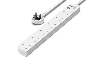 6 Gang Extension Lead 1m -  (Surge protected & neon)