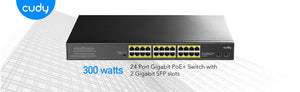 Cudy 24 Port Gigabit PoE Switch + 2 SFP 300W
