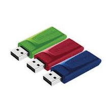 Load image into Gallery viewer, VERBATIM USB DRIVE 2.0 STORE &#39;N&#39; GO SLIDER 3 X 16GB RED, BLUE, GREEN
