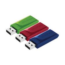 VERBATIM USB DRIVE 2.0 STORE 'N' GO SLIDER 3 X 16GB RED, BLUE, GREEN
