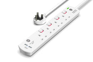 4 Gang Extension Lead 1m -  (USB, Switched, Surge Protected & Neon)