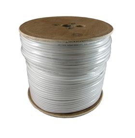 White Satellite Cable RG6 200m Wooden Drum