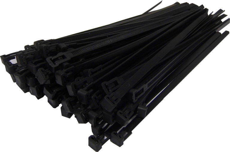 SAC Reusable Cable Ties 7.6mm x 250mm BLACK  - pack of 100