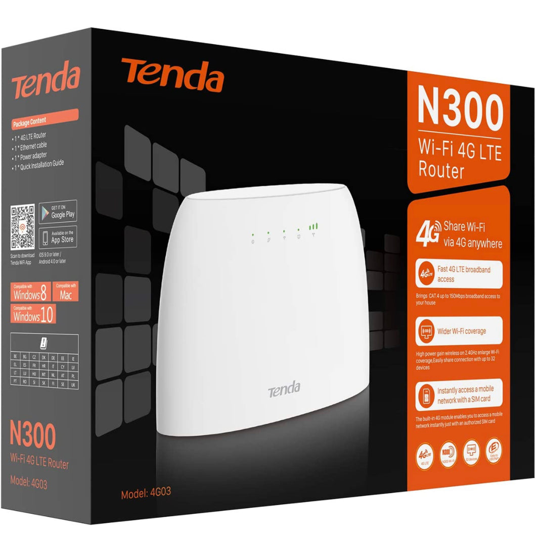 Tenda Routersim Tenda 4G03 4G LTE WLAN Router for SIM Cards – Freesat.ie